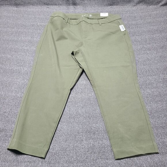 Old Navy Womens Pants 22 Green Pixie High Rise Stretch Chino Slacks - Picture 1 of 9